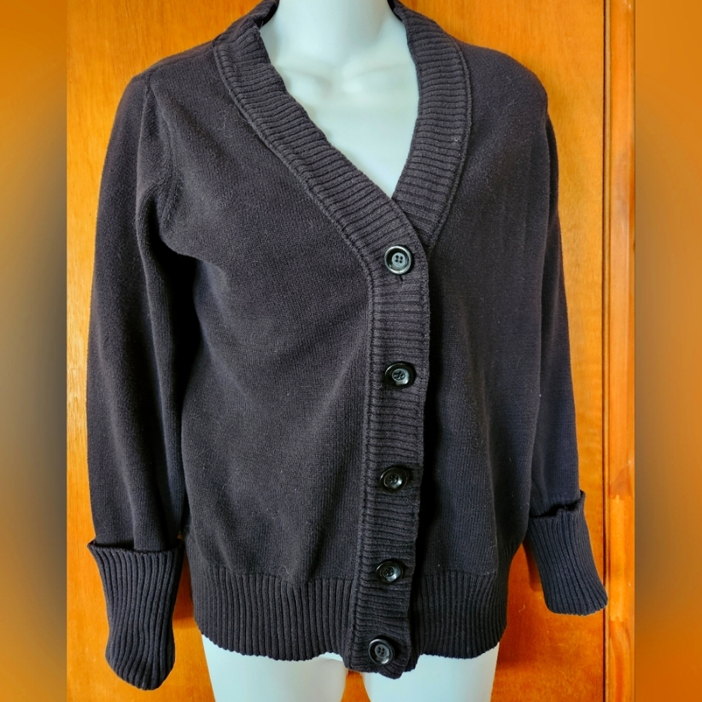 Faded Glory black button front Cardigan M